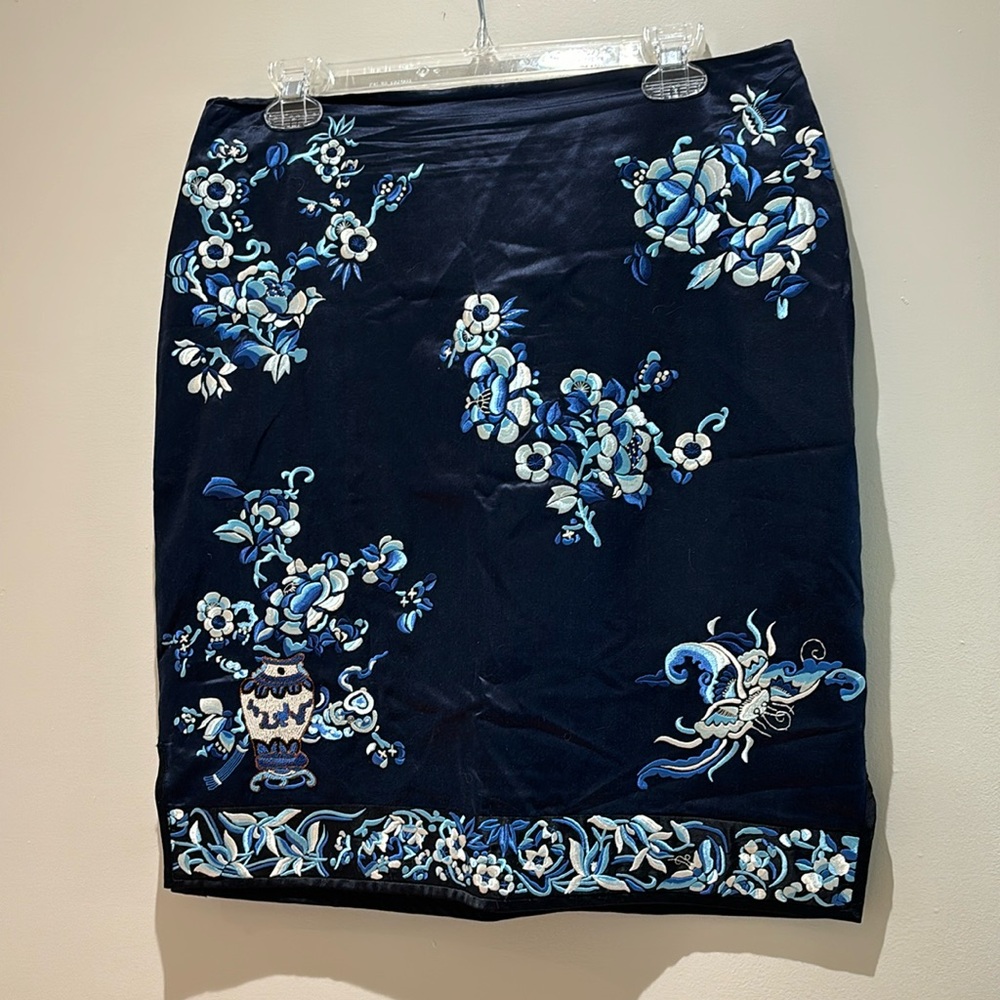 Ralph Lauren skirt lined embroidered silk/cotton size 10